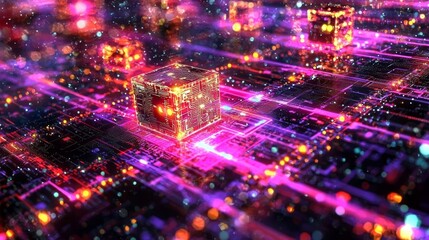 Obraz premium The intersection of finance and technology fosters innovation and growth.