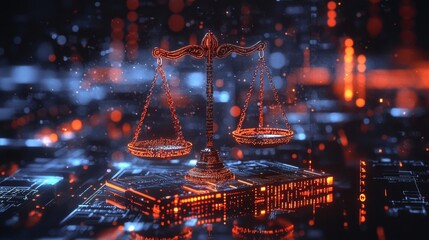 Artistic interpretation of justice in a modern context.