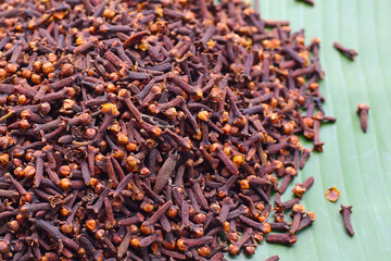 A spice of dried cloves, herbal medicine plant