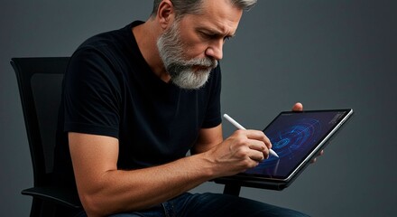 man with tablet