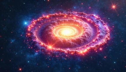 Stunning spiral galaxy swirling in deep space, vibrant colors and cosmic dust , mystery, constellations, nebula