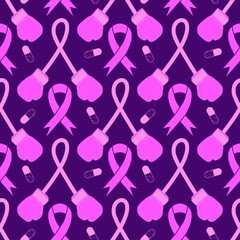 Breast cancer month seamless pink ribbon day mammogram pattern for medical accessories and medicine textiles