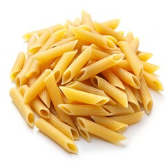 Penne pasta uncooked white background