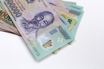 Vietnamese dong banknotes. Money concept
