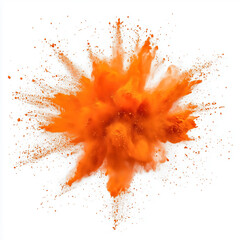 A bright orange explosion of powdery dust. The orange color is vibrant and eye-catching, and the texture of the dust adds a sense of movement and energy to the image