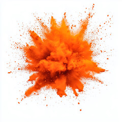A bright orange explosion of dust and debris. The explosion is so powerful that it creates a cloud of orange dust that covers the entire scene. Scene is intense and chaotic