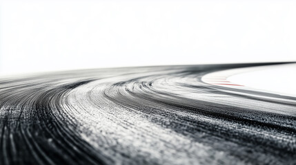 A road with a black line on it. The road is empty and the line is very dark