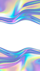 vertical iridescent chroma photo frame container, on transparent background