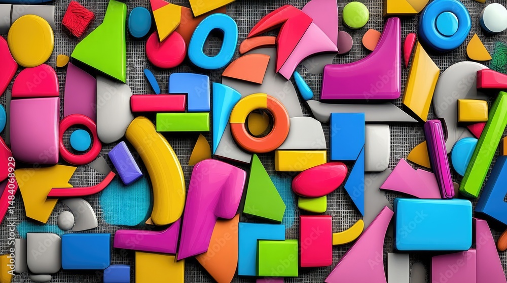 Poster bright multicolor mosaic with abstract geometry, perfect for bold design projects