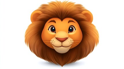 A cheerful, cartoon lion's head, depicted in full view.