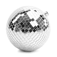 One shiny disco ball isolated on white