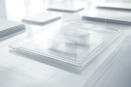 Abstract architectural design. Transparent, layered geometric structures - Powered by Adobe