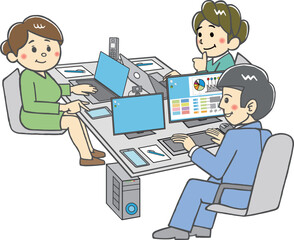 DXとABW共同作業環境のオフィスで働くグループ