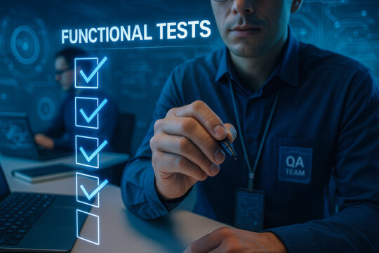 Functional tests checklist for computer engineering quality assurance ensures software reliability and performance in professional workspace - Powered by Adobe