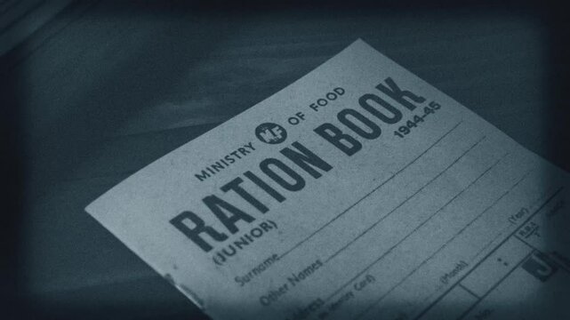 WW2 Ration Book Put On Table Old Film
