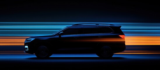 Car silhouette with motion light effect