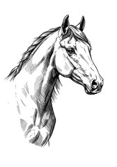 Fototapeta premium Elegant Horse Portrait: Monochrome Pen & Ink Sketch
