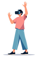 Man VR Headset Immersive Experience Virtual Reality Gaming