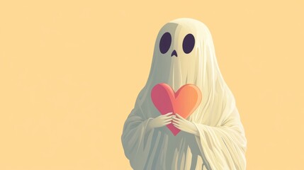 A Friendly Ghost Offering a Heart: An Illustration of Unconditional Love and Gentle Affection