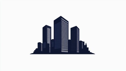 Fototapeta premium A Detailed Isolated Silhouette of Cityscape with Skyscraper Buildings