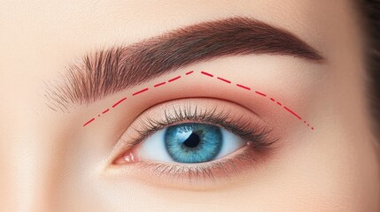 Obraz premium Subbrow lift technique shown on medical illustration highlighting lift area