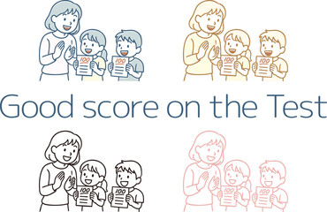 テストで100点をとった子供に喜ぶママ