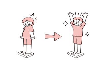 ダイエットに成功したイラストセット