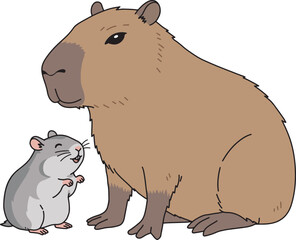 Capybara and Hamster A Cute Animal Friendship Illustration
