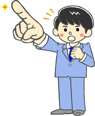 ガッツポーズで指差して叫ぶビジネスマン