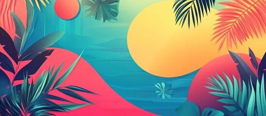 Fototapeta na wymiar Colorful Geometric Summer and Travel Background, poster, banner. Summer time fun concept design promotion design.