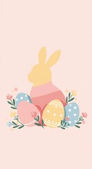 Obraz premium Pastel Easter Bunny & Eggs: Springtime Delight