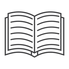 Open book icon with black linear design	