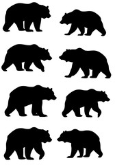 Eight Bear Silhouettes: Elegant Black & White Wildlife Art