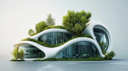 Futuristic Architecture Blending with Greenery for Sustainable Living Concept