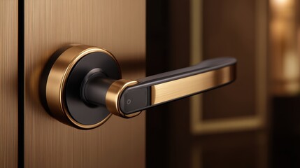 Obraz premium Close-up of an elegant door handle showcasing modern design and luxurious materials