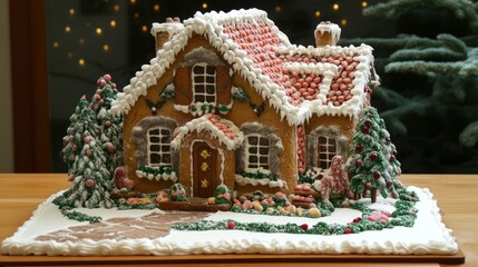 Elaborate Gingerbread House Ready for Festive Holiday Celebration