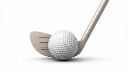 Golf Ball and Club on White Background – High-Resolution Stock Photo