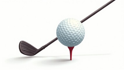 Golf Ball and Club on White Background – High-Resolution Stock Photo