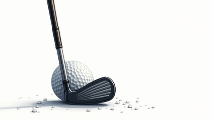 Golf Ball and Club on White Background – High-Resolution Stock Photo
