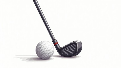 Golf Ball and Club on White Background – High-Resolution Stock Photo
