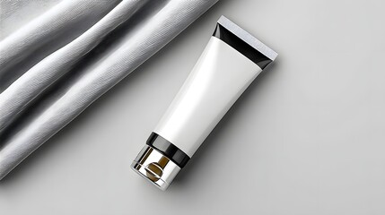 A sleek cosmetic tube on a neutral background, showcasing modern design and elegance. Ideal for beauty and skincare promotions, this image captures simplicity and sophistication.
