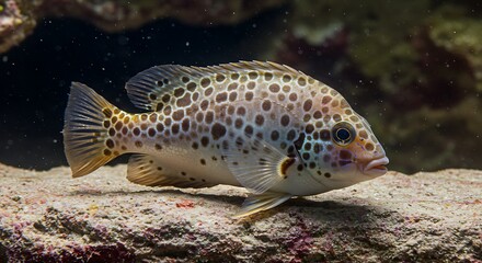 Speckled Grouper Underwater Elegance Ocean Jewel Peaceful Reef Dweller Coral Reef Fish Stunning Detail Underwater Wildlife Captivating Portrait Spotted Fish Aquatic Beauty Close Up