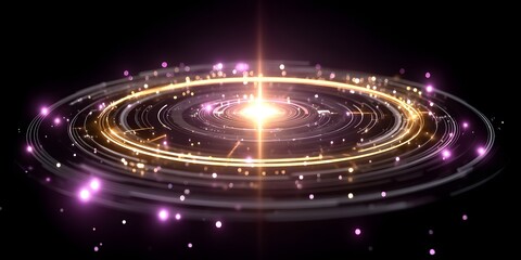 Obraz premium A mesmerizing cosmic swirl illuminated by glowing lights, showcasing the beauty of the universe in a brilliant cosmic dance