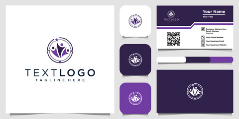 Creative people teamwork community partnership logo and business card design template