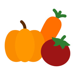 pumpkin, carrot, and tomato vegetables icon
