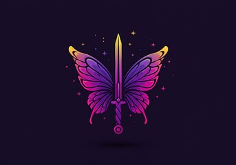 Cosmic Butterfly Sword: Gradient Fantasy Art