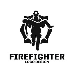 Firefighter Vector Logo Design