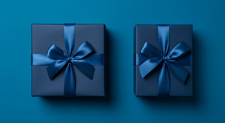 Navy Blue Gift Boxes with Satin Ribbons