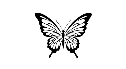 Elegant Black Butterfly Line Art: Simple Monochrome Design
