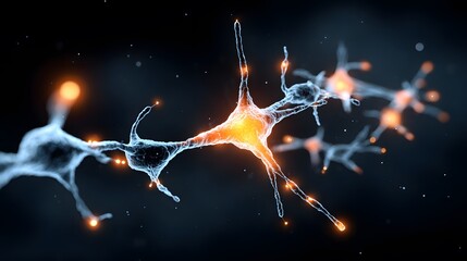 Neural activity visualization scientific research lab 3d animation dark environment close-up view neurobiology concept